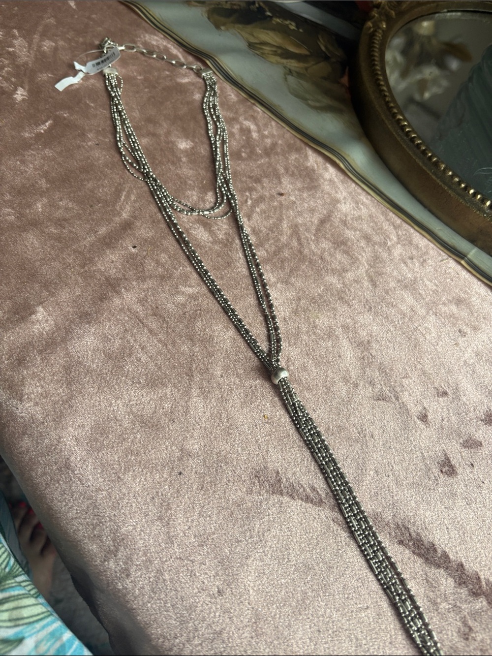Free People Silver-Tone Multi-Strand Beaded Tassel Necklace